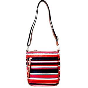 Laura Scott Colorful Striped Crossbody Bag – 3 Zipper Pockets, Adjustable Strap